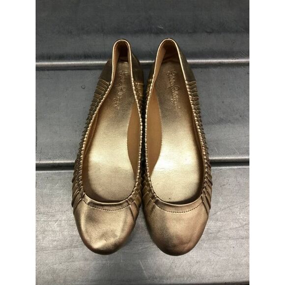 Lilly Pulitzer Shoes - Lily Pulitzer‎ Kristi Ballet Flats Womens 8M Gold Holidays Slip On